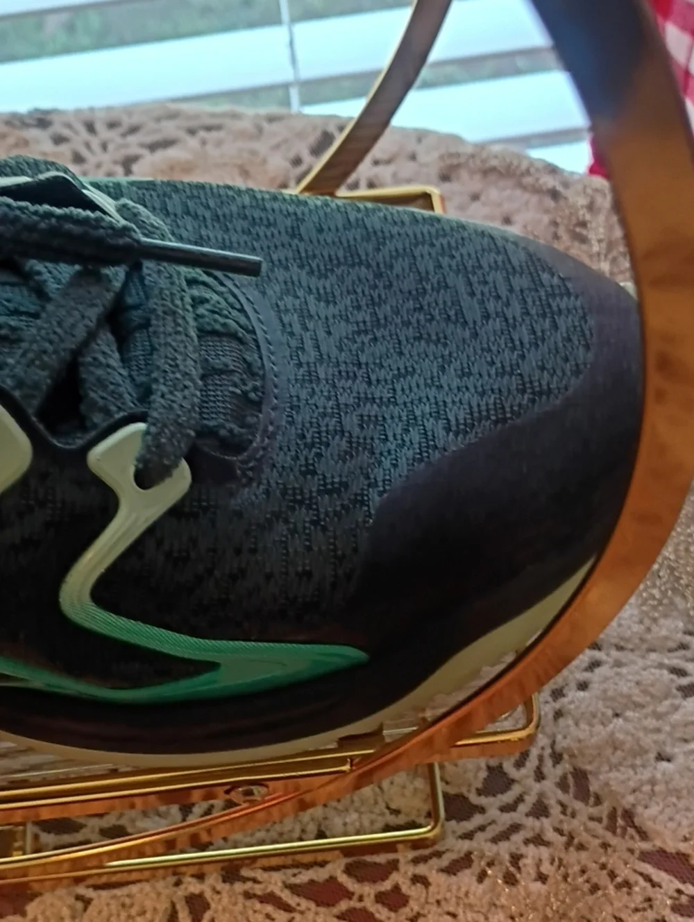 Nike Men’s Black Athletic Shoes with Green and Red Accents